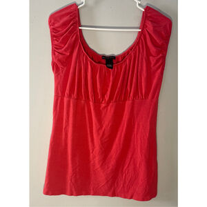 Madison Studio Coral Ruched Scoop Neck Top Large